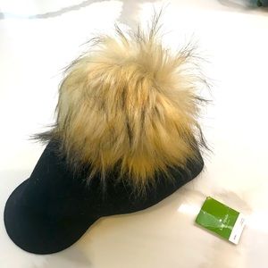 NWT Kate Spade Wool Fur Pom Cap